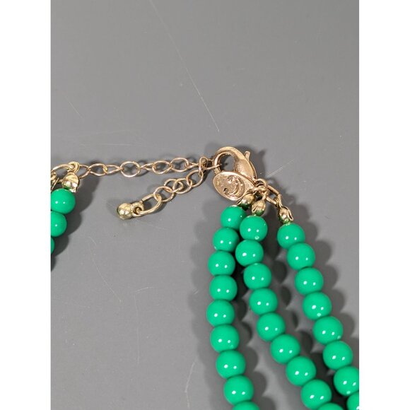 Charming Charlie Green Triple Strand Beaded Statement Bib Necklace 21" - Picture 5 of 7